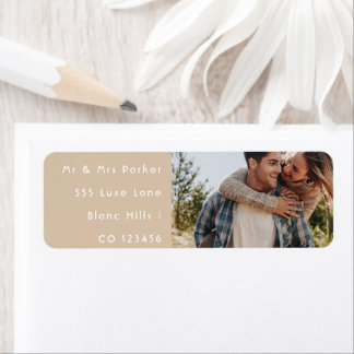 Happy Wedding Couple Photo Return Address
