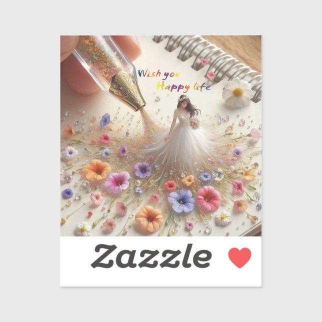 Happy Wedding Cut Vinyl Sticker (Sheet)