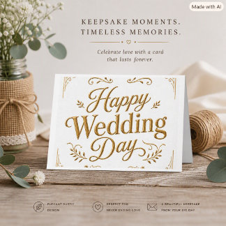 Happy Wedding Day Gold Topography Greeting Card