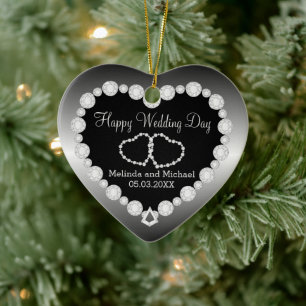 Happy Wedding Day   Silver   DIY Text  Ceramic Tree Decoration