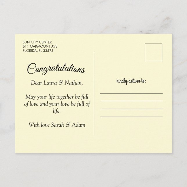 Happy wedding Postcard (Back)