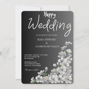 Happy Wedding Romantic Floral Wedding Invitation