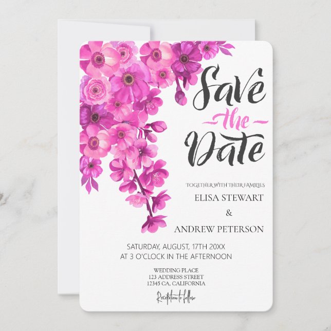 Happy Wedding Romantic Floral Wedding Invitation (Front)
