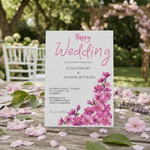 Happy Wedding Romantic Floral Wedding Invitation