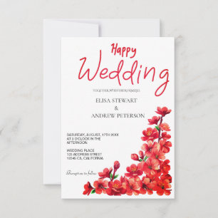 Happy Wedding Romantic Floral Wedding RSVP Card