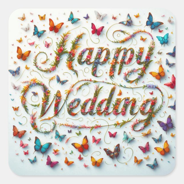 Happy Wedding Sticker  (Front)