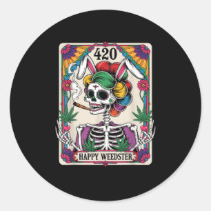 Happy Weedster Easter Skeleton Smoking Weed Tarot  Classic Round Sticker