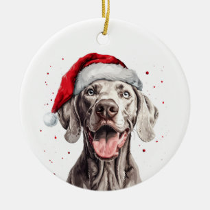 Happy Weimaraner Dog Christmas Personalised Ceramic Tree Decoration