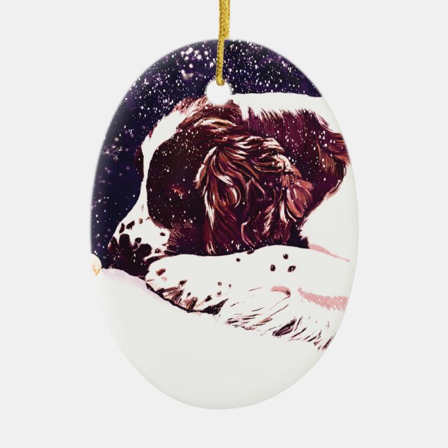 happy Welshie holidays Ceramic Tree Decoration (Front)