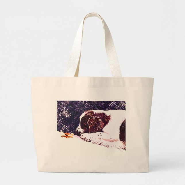 happy Welshie holidays Large Tote Bag (Front)