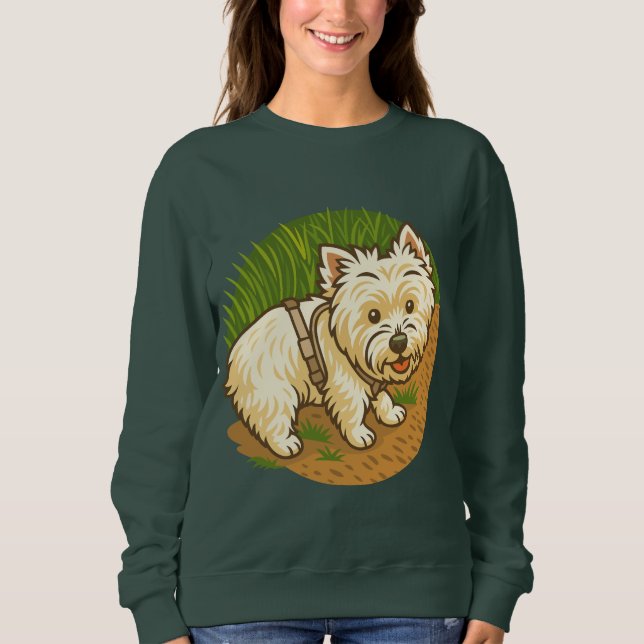 Happy Westie on Nature Trail Sweatshirt (Front)