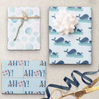 Happy Whale Ocean Bubble Nautical Ahoy Set of 3