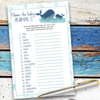 Happy Whales Baby Animals Baby Shower Quiz Game