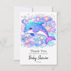 Happy Whimsical Dolphin Baby Shower Thank You Card