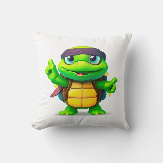 Happy Whimsical Turtle Back to School Cushion (Front)