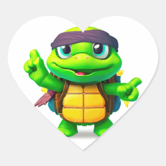 Happy Whimsical Turtle Back to School Heart Sticker