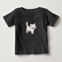 Happy White Cartoon Cat Walking Art