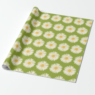 Happy White Daisies Colorful Wrapping Paper