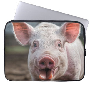 Happy White Pig Tongue Poke, Laptop Sleeve