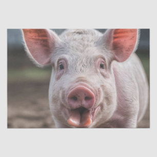 Happy White Pig Tongue Poke, Tissue Paper