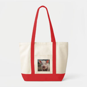Happy White Pig Tongue Poke, Tote Bag