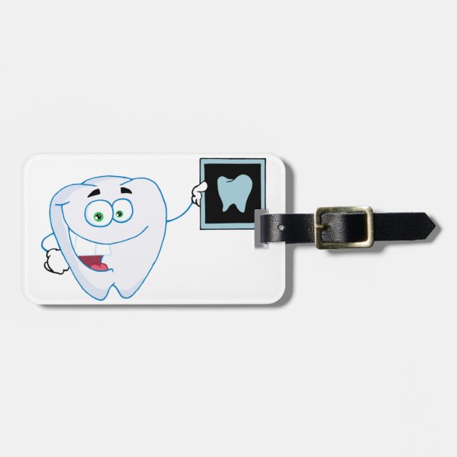 Happy White Tooth Luggage Tags (Front Horizontal)