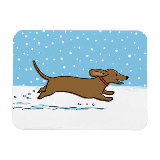 Happy Wiener Dog - Dachshund Winter Snow Holiday Magnet