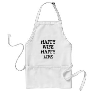 HAPPY WIFE HAPPY LIFE   Funny apron for couples