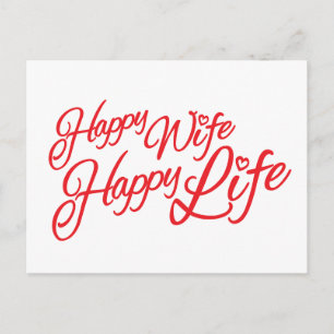 Happy wife happy life quote postcard