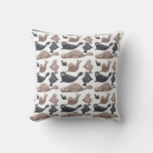 Happy Wild Seals Pattern Cushion