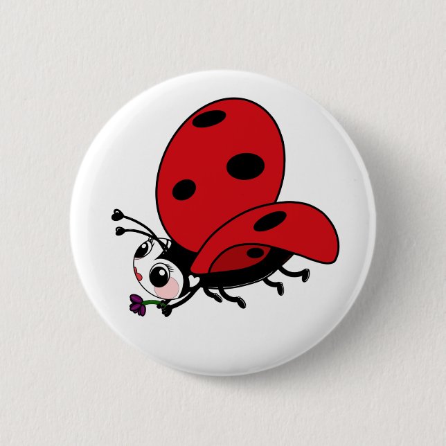 Happy Wings Ladybug 6 Cm Round Badge (Front)