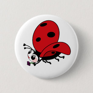 Happy Wings Ladybug 6 Cm Round Badge