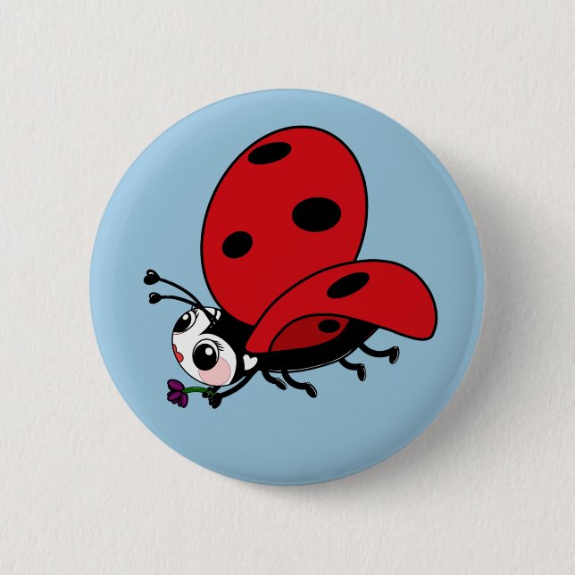 Happy Wings Ladybug Button (Front)