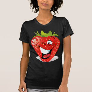 Happy Winking Strawberry Face T-Shirt