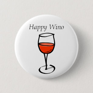 Happy Wino Funny Wine Drinking Quote 6 Cm Round Badge