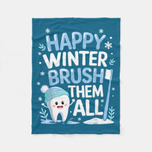 Happy Winter Bruhem All Teeth Dental Dentist Chris Fleece Blanket