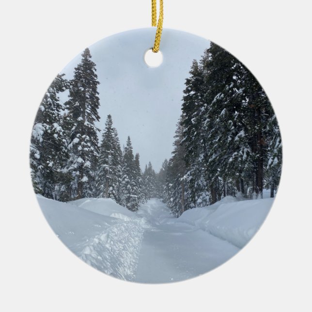Happy Winter from Tahoe! Ceramic Tree Decoration (Front)