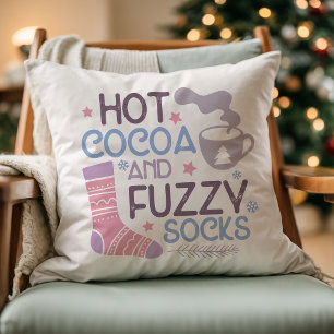 Happy Winter Hot Cocoa And Fuzzy Socks Cushion