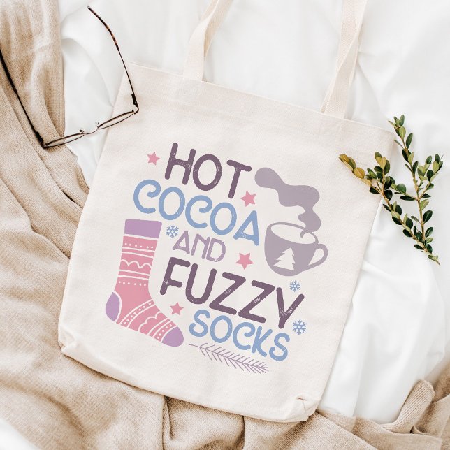 Happy Winter Hot Cocoa And Fuzzy Socks Tote Bag (Creator Uploaded)