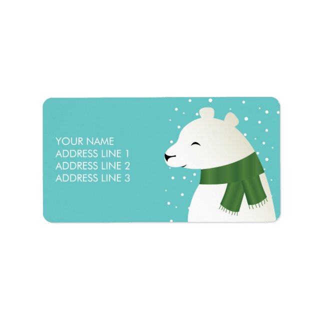 Happy Winter Polar Bear Label (Front)