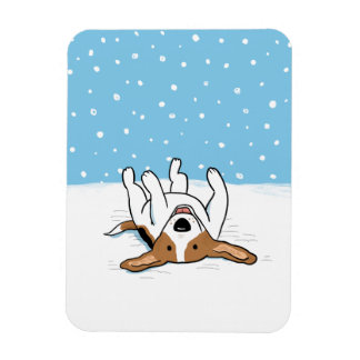 Happy Winter Snow Beagle - Cute Cartoon Dog Magnet
