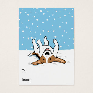 Happy Winter Snow Beagle Dog Holiday Gift Tags