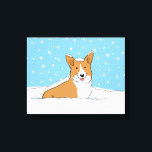 Happy Winter Snow Corgi - Cute Dog Cartoon Canvas Print<br><div class="desc">Cute cartoon Corgi sitting in the winter snow. This fun canvas print makes a great Christmas gift for dog lovers. Visit Jenn’s Doodle World for even more products with this happy dog design,  as well as more dog breed themed gifts.</div>