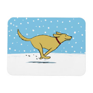 Happy Winter Snow Dog Holiday - Yellow Lab Magnet