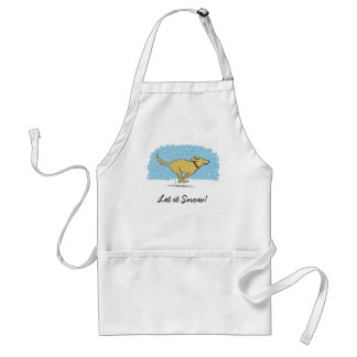 Happy Winter Snow Dog Holiday - Yellow Lab Standard Apron