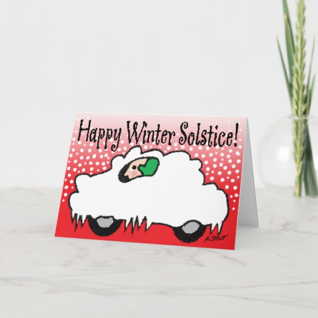 Happy Winter Solstice! Cute Holiday Card (Front)