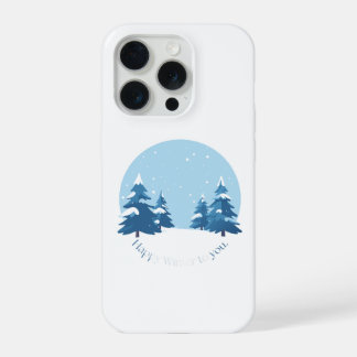Happy Winter To You Snowy Pine Trees Aesthetic iPhone 15 Pro Case