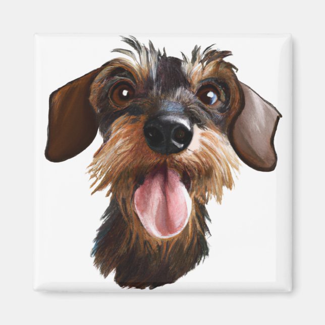 Happy Wirehaired Dachshund Magnet (Front)
