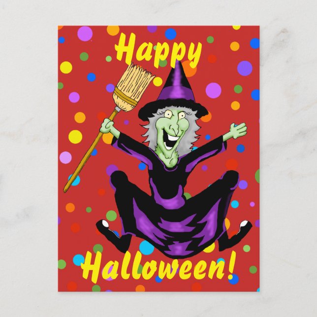 Happy Witch Halloween Postcard (Front)