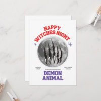happy witches night demon animal invitation card